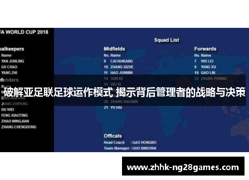 破解亚足联足球运作模式 揭示背后管理者的战略与决策